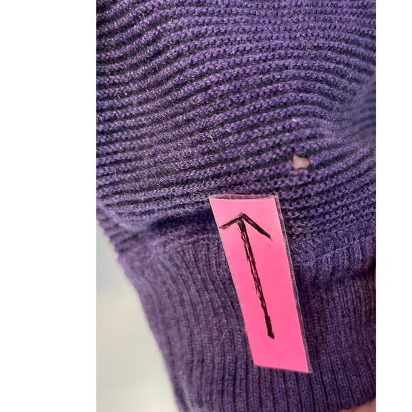 Nat Nast Luxury Mens L Purple American Fit Cashmere Blend Sweater V Neck FLAW - Picture 4 of 12
